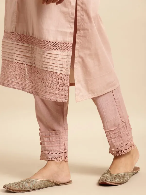 Gajri_Pleat_Only_Lace_Cotton_Kurta_with_Lace_Pant_-_Set_of_2_-_XXL