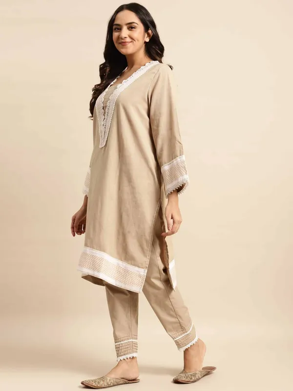 Beige_Handloom_Ikat_Cotton_Kurta_-_XXL