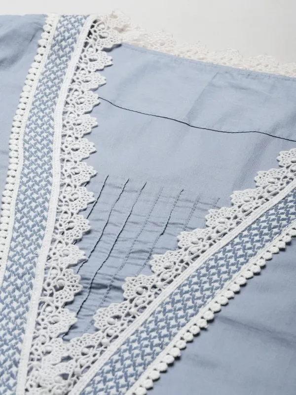 Blue_Handloom_Ikat_Cotton_Kurta_with_Pintuck_Pant_-_Set_of_2_-_XXL