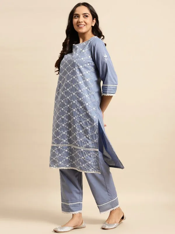 Grey_Blue_Embroidered_Round_Neckline_Cotton_Kurta_with_Lace_Pant_and_Embroidered_Dupatta_-_Set_of_3_-_XXL