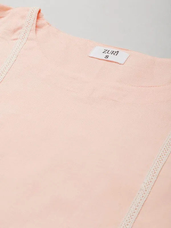 Peach_Lace_Scalloped_Cotton_Kurta_with_Lace_Pant_-_Set_of_2_-_XXL