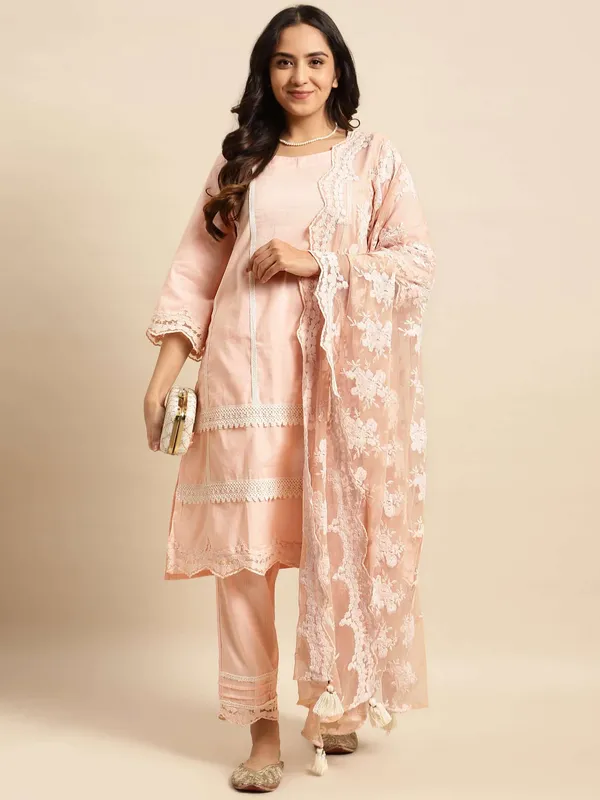 Peach_Lace_Scalloped_Cotton_Kurta_-_XXL