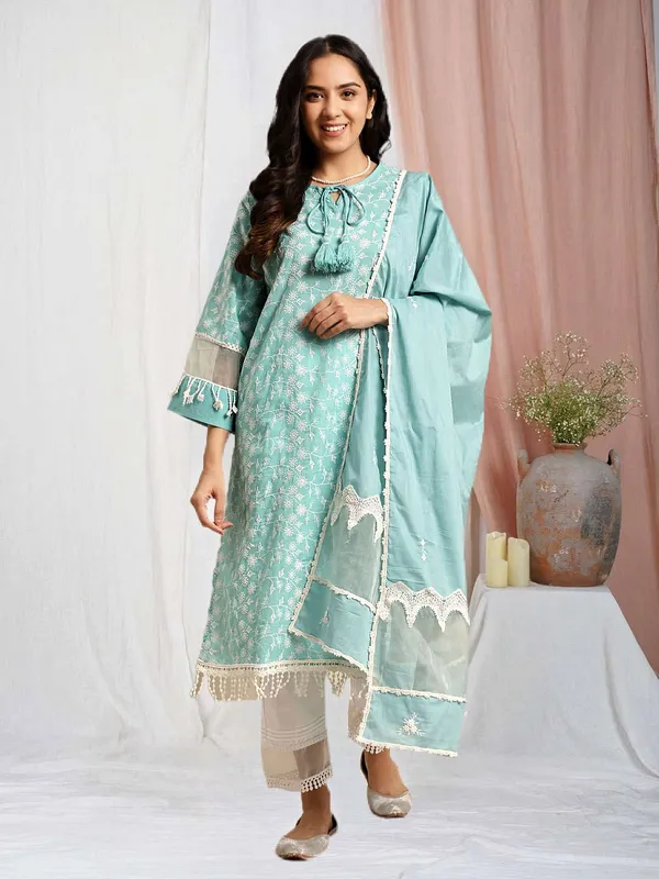Firozi_Embroidered_Cotton_Kurta_with_Lace_Pant_and_Embroidered_Dupatta_-_Set_of_3_-_XXL