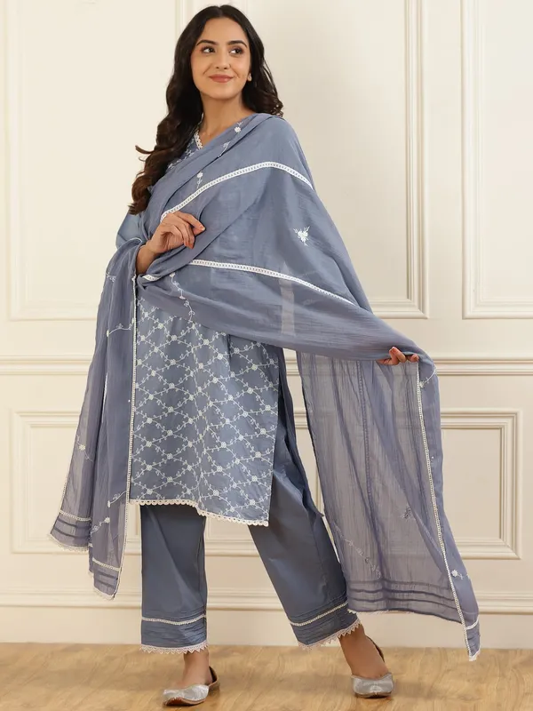 Grey_Blue_Embroidered_V_Neckline_Cotton_Kurta_with_Lace_Pant_and_Embroidered_Dupatta_-_Set_of_3_-_XXL