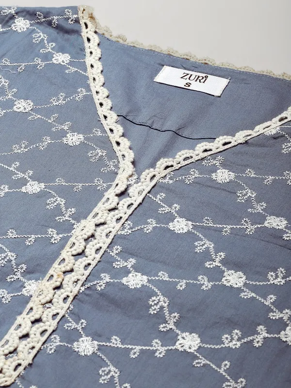 Grey_Blue_Embroidered_V_Neckline_Cotton_Kurta_with_Lace_Pant_and_Embroidered_Dupatta_-_Set_of_3_-_XXL