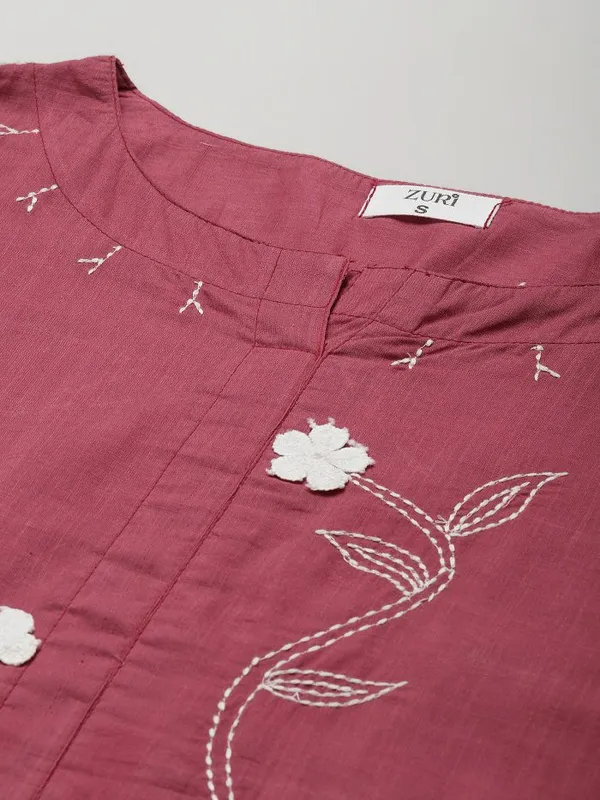 Maroon_3D_Patch_Work_Embroidered_Cotton_Kurta_with_Embroidered_Pant_and_Dupatta_-_Set_of_3_-_XXL