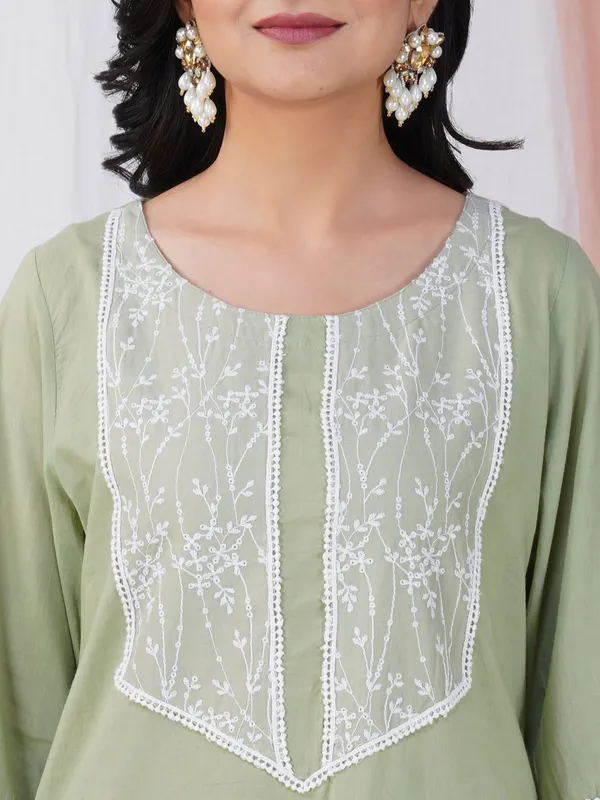 Olive_Green_Embroidered_Cotton_Kurta_With_Matching_Pant_And_Dupatta_-_XXL