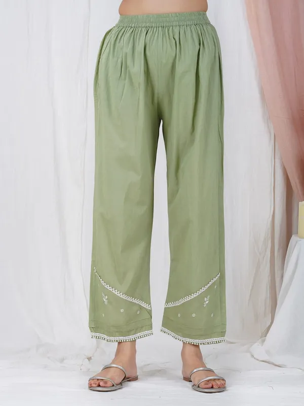 Olive_Green_Embroidered_Cotton_Kurta_-_XXL