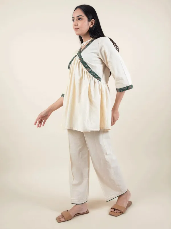 Yellow_Cotton_Peplum_Top_with_Yellow_Paired_With_Matching_Pants_-_XXL
