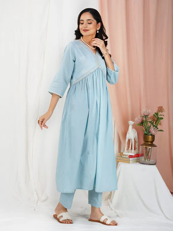 Sky_Blue_Embroidered_Cotton_Anarkali_Kurta_With_Matching_Pant_And_Dupatta_-_XXL