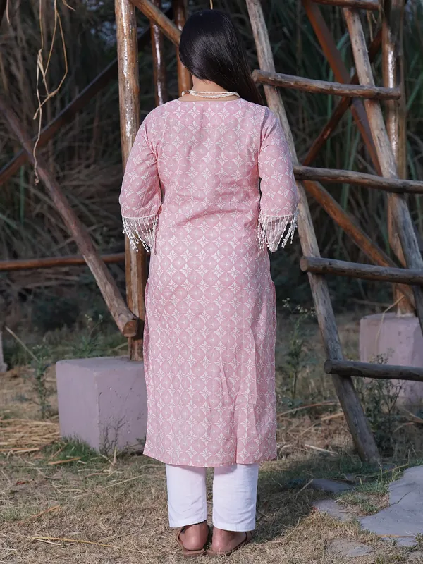 Pink_Printed_Cotton_Kurta_Paired_With_Cotton_Pant_-_Set_of_2_-_XXL