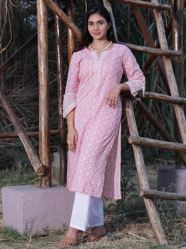 Pink_Printed_Cotton_Kurta_Paired_With_Cotton_Pant_-_Set_of_2_-_XXL