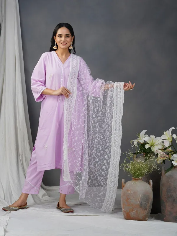 Purple__Embroidered_Cotton_Kurta_With_Matching_Pant_And_Dupatta_-_XXL