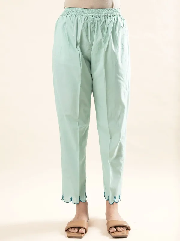 Green_Hand_Embroidered_Cotton_Kurta_Paired_With_Matching_Pant_And_Dupatta