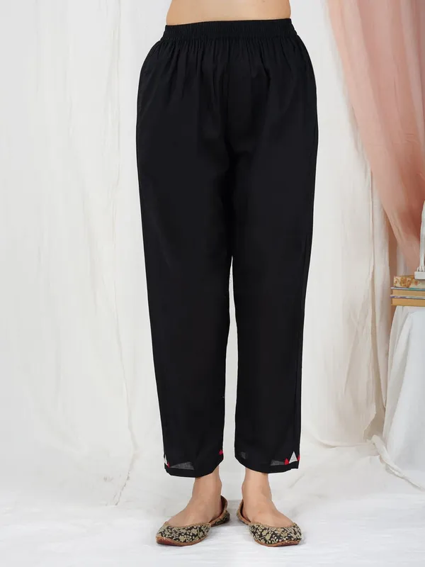 Black_Tribal_Embroidered_Cotton_Silk_Kurta_Paired_With_Matching_Pant_-_XXL