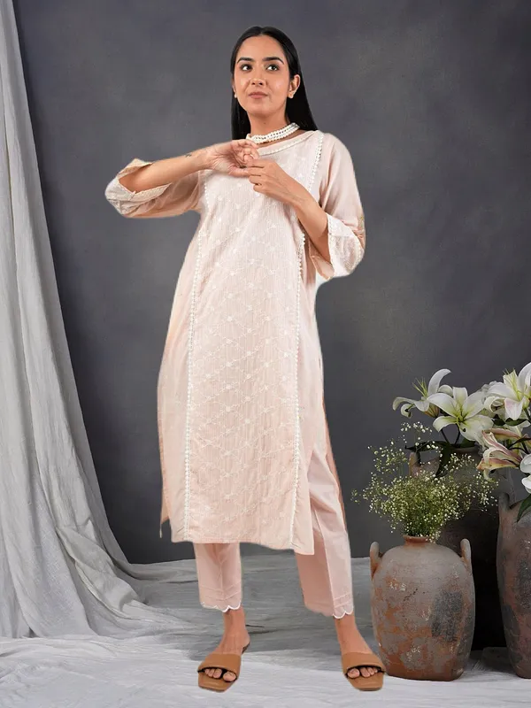 Peach_Multicolor_Embroidered_Cotton_Striped_Kurta_Paired_With_Matching_Pant_-_XXL