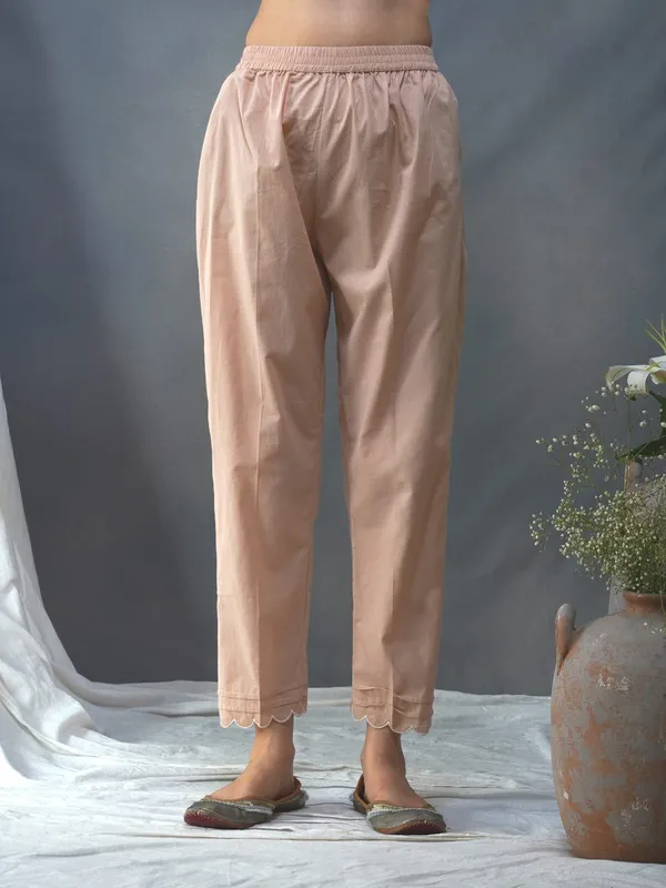 Peach_Embroidered_Organza_Kurta_Paired_With_Matching_Pants_-_XXL