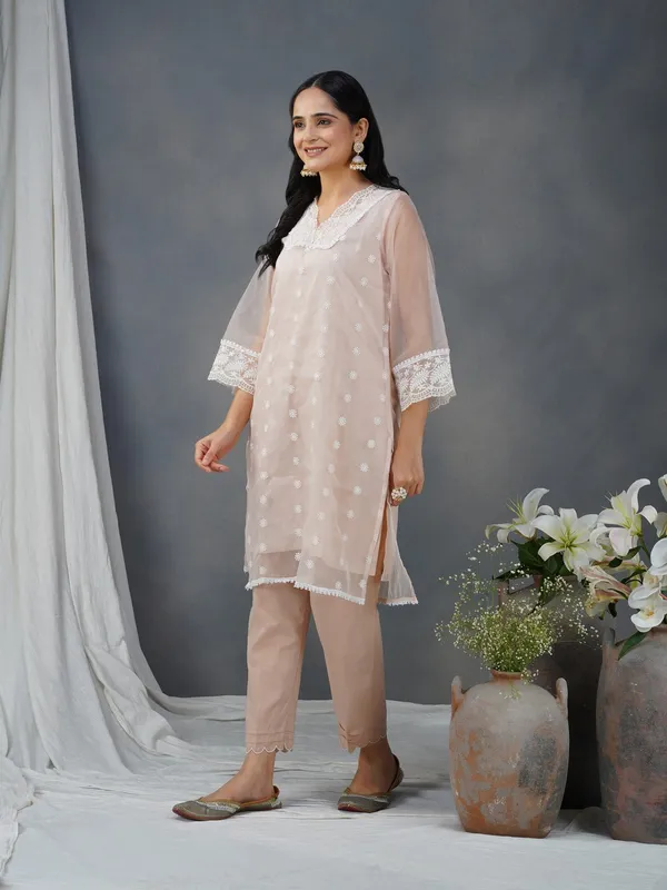 Peach_Embroidered_Organza_Kurta_With_Matching_Pant_And_Dupatta_-_XS