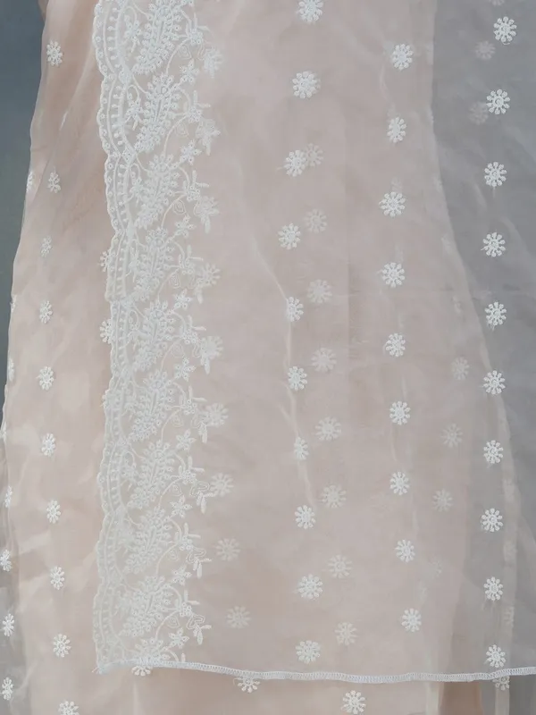 Peach_Embroidered_Organza_Kurta_With_Matching_Pant_And_Dupatta_-_XS