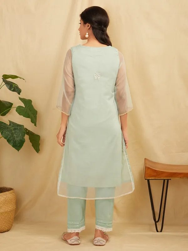 Sea_Green_Embroidered_Organza_Kurta_With_Sea_Green_Pants_-_XXL