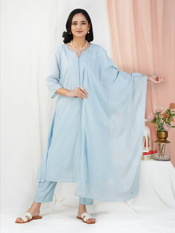 Sky_Blue_Embroidered_Cotton_Silk_Anarkali_Kurta_With_Matching_Pant_And_Dupatta_-_XXL