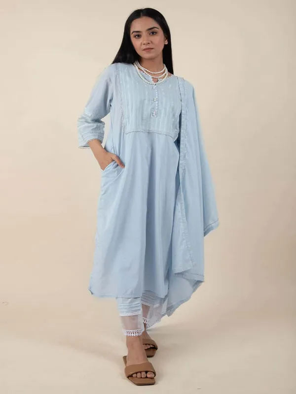 Sky_Blue_Cotton_kurta_With_Matching_Pant_And_Dupatta_-_XXL