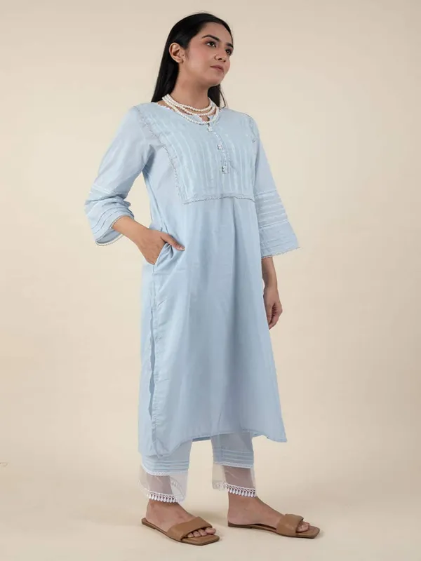 Sky_Blue_Lace_Cotton_kurta_-_XXL
