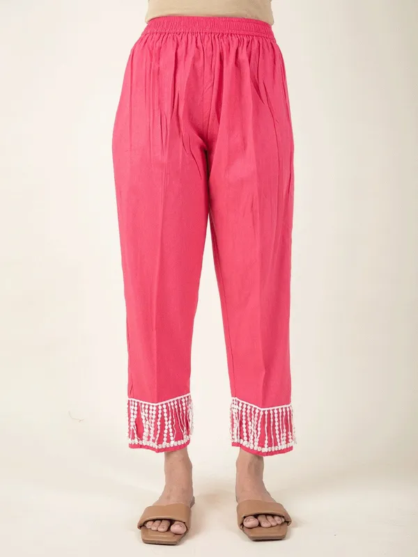 Pink_Cotton_Embroidered_Kurta_Paired_With_Matching_Pant_-_XXL