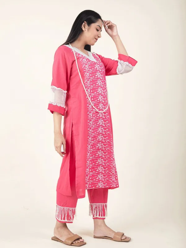 Pink_Cotton_Embroidered_Kurta_-_XXL
