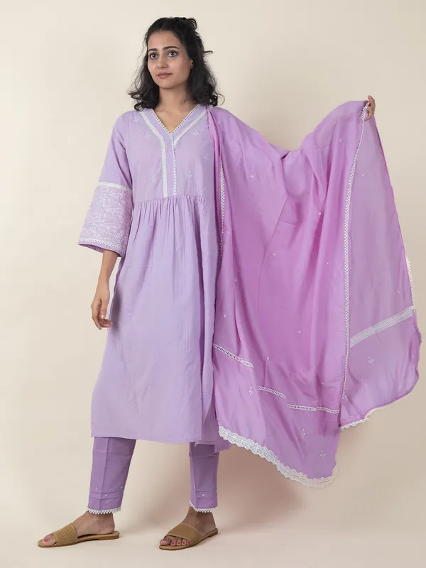 Purple_Embroidered_Cotton_Kurta_With_Matching_Pant_And_Dupatta_-_XXL