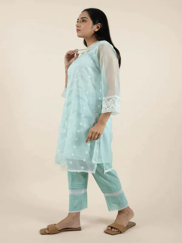 Sea_Green_Embroidered_Organza_Kurta_-_XXL