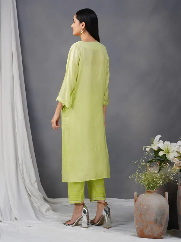 Lime_Green_Embroidered_Cotton_Silk_Kurta_With_Matching_Pant_And_Dupatta_-_XXL