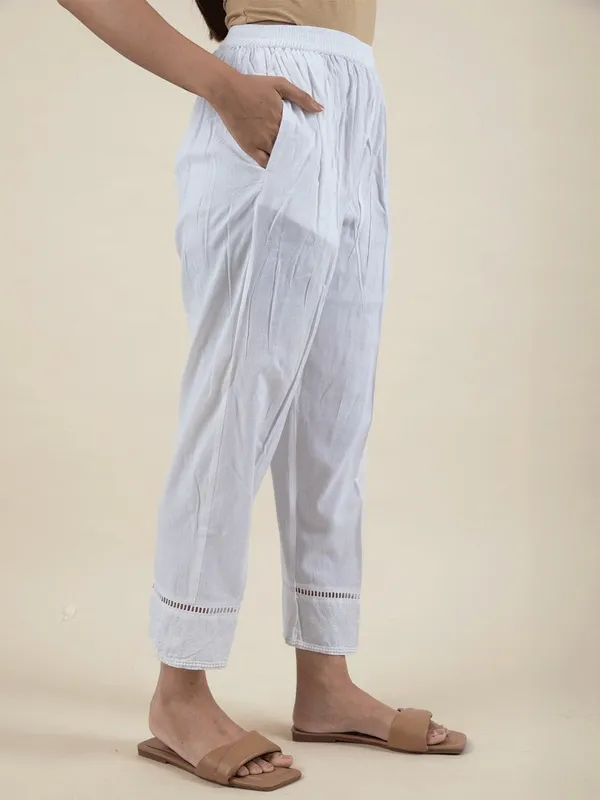 White_Cotton_kurta_Paired_With_Matching_Pant_-_XXL