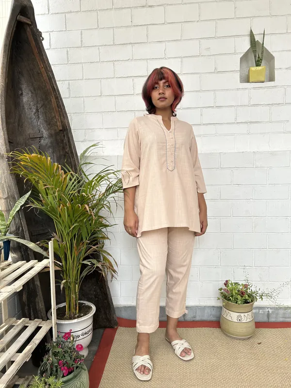 Peach_Pink_Kantha_Embroidered_Short_Cotton_Co-ord_-_XXL