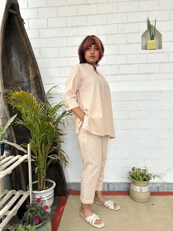 Peach_Pink_Kantha_Embroidered_Short_Cotton_Co-ord_-_XXL