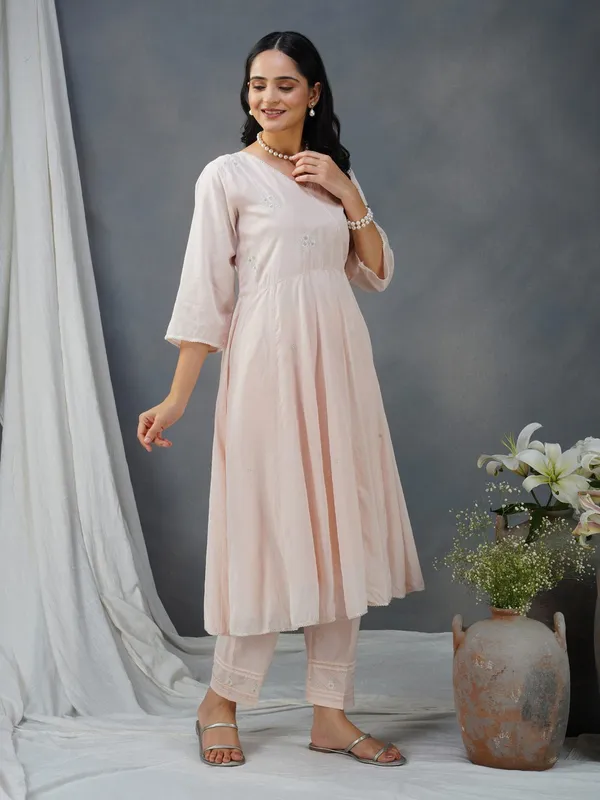 Pink_Embroidered_Cotton_Silk_Anarkali_Kurta_Paired_With_Matching_Pant_-_XXL