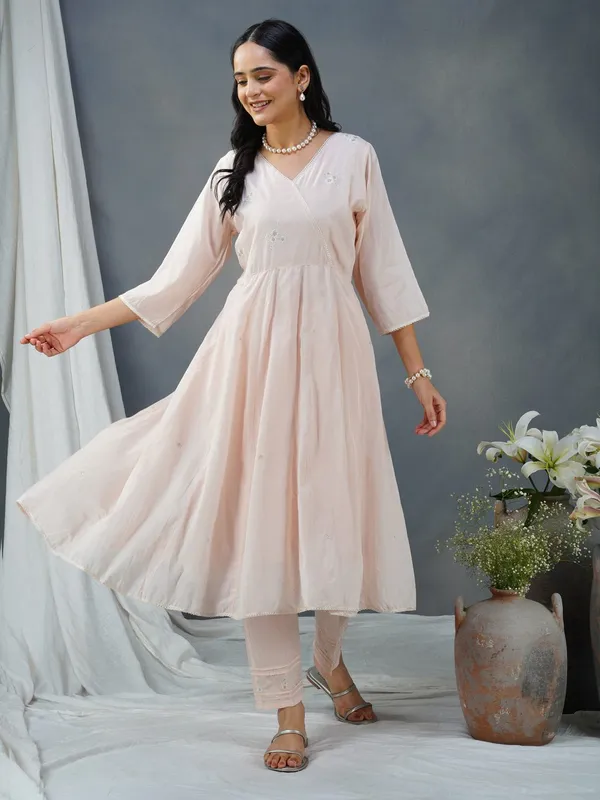 Pink_Embroidered_Cotton_Silk_Anarkali_Kurta_Paired_With_Matching_Pant_-_XXL