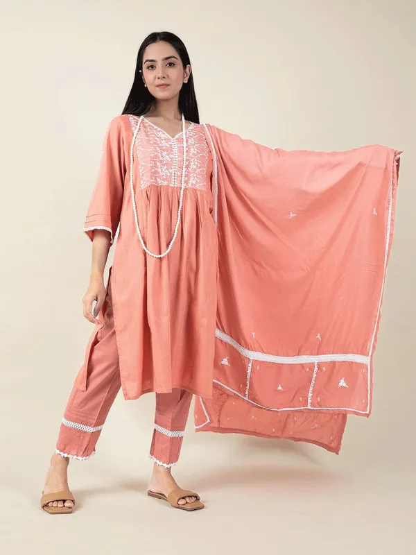 Dusty_Brown_Embroidered_Cotton_Kurta_With_Matching_Pant_And_Dupatta_-_XXL