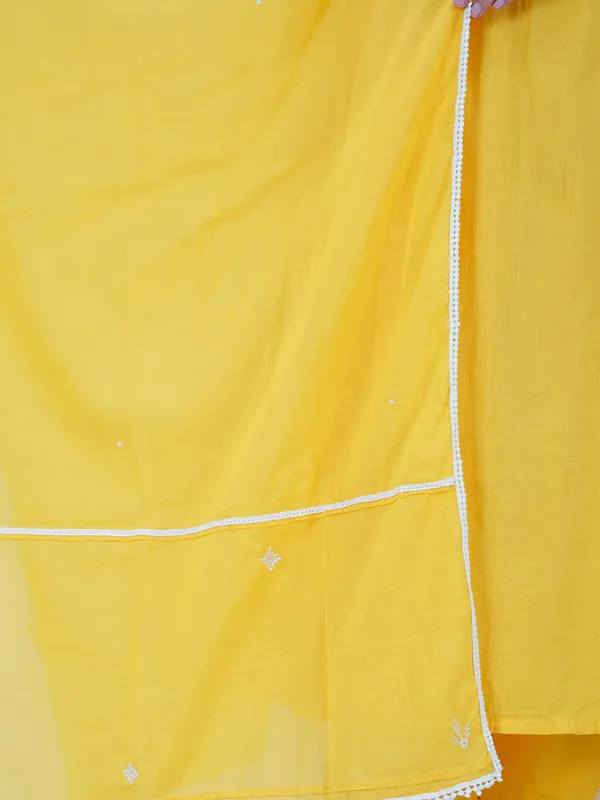 Yellow_Embroidered_Cotton_Angrakha__Kurta_With_Matching_Pants_And_Dupatta_-_XXL