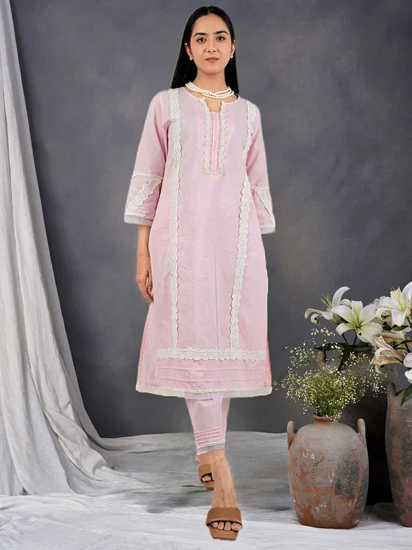 Pink_Cotton_dobby_kurta_Paired_With_Matching_Pant_-_XXL