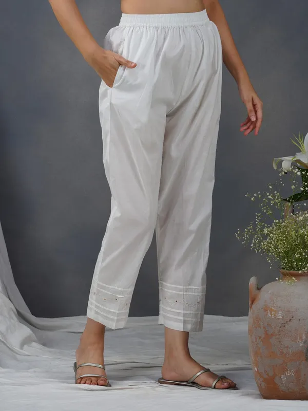 White_Embroidered_Cotton_Modal_Anarkali_Kurta_With_Matching_Pant_And_Dupatta_-_XXL