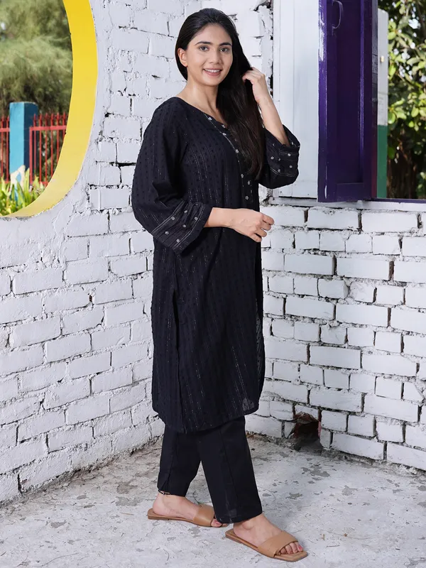 Black_Embroidered_Cotton_Dobby_Kurta_with_Cotton_Pant_and_Embroidered_Dupatta-_Set_of_3_-_XXL