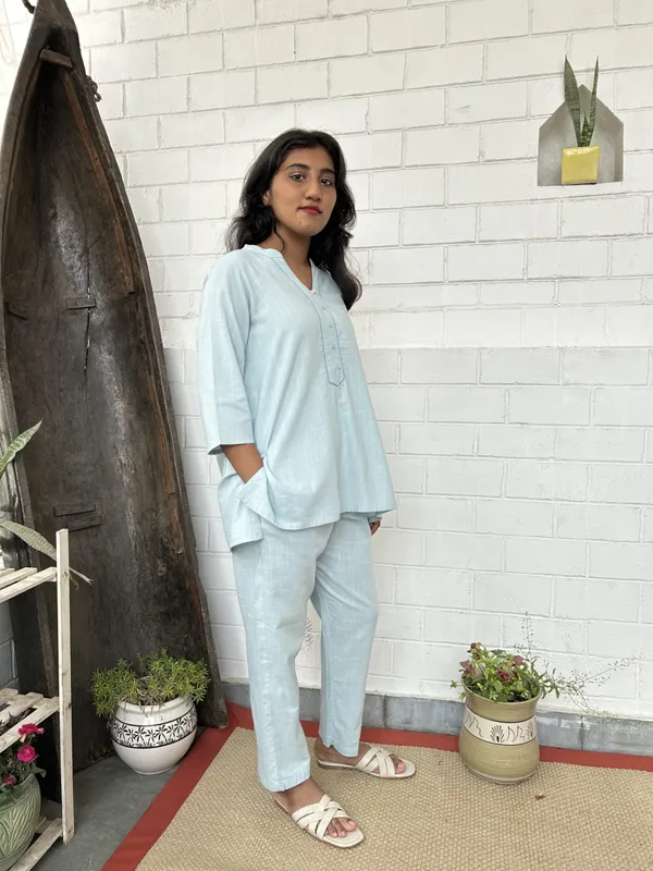 Sky_Blue_Kantha_Embroidered_Short_Cotton_Co-ord_-_XXL