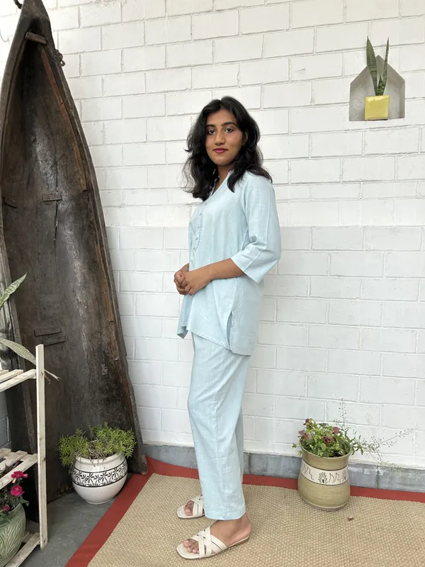 Sky_Blue_Kantha_Embroidered_Short_Cotton_Co-ord_-_XXL