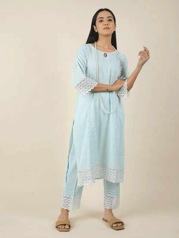 Sea_Green_Pintuck_Cotton_Kurta_-_XXL
