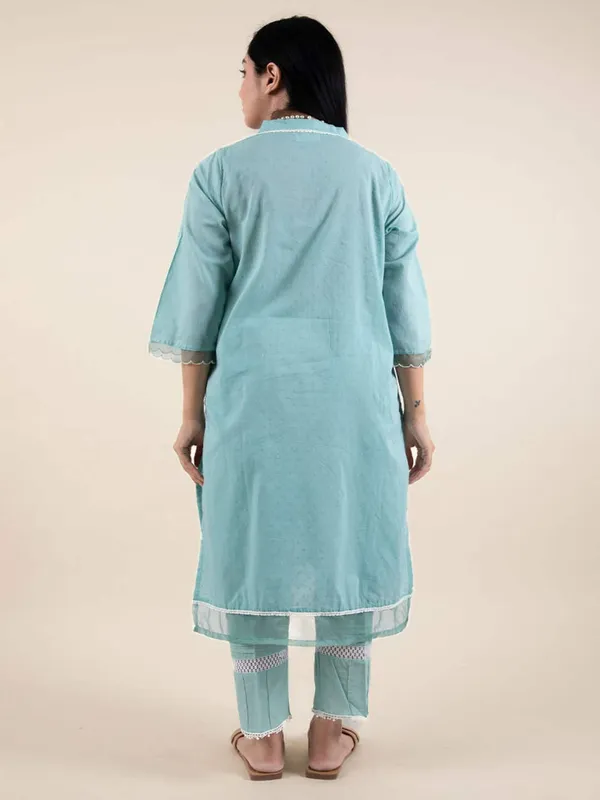 Firozi_Embroidered_Cotton_Dobby_Kurta_Paired_With_Matching_Pant_-_XXL