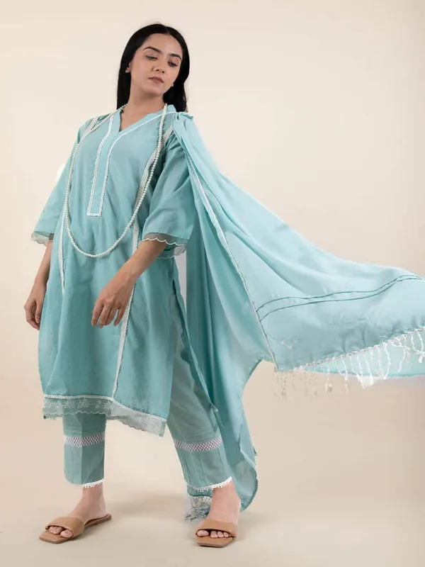 Firozi_Embroidered_Cotton_Dobby_Kurta_With_Matching_Pant_And_Dupatta_-_XXL