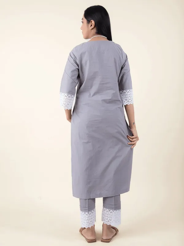 Grey_Cotton_Kurta_Paired_With_Matching_Pant_-_XXL