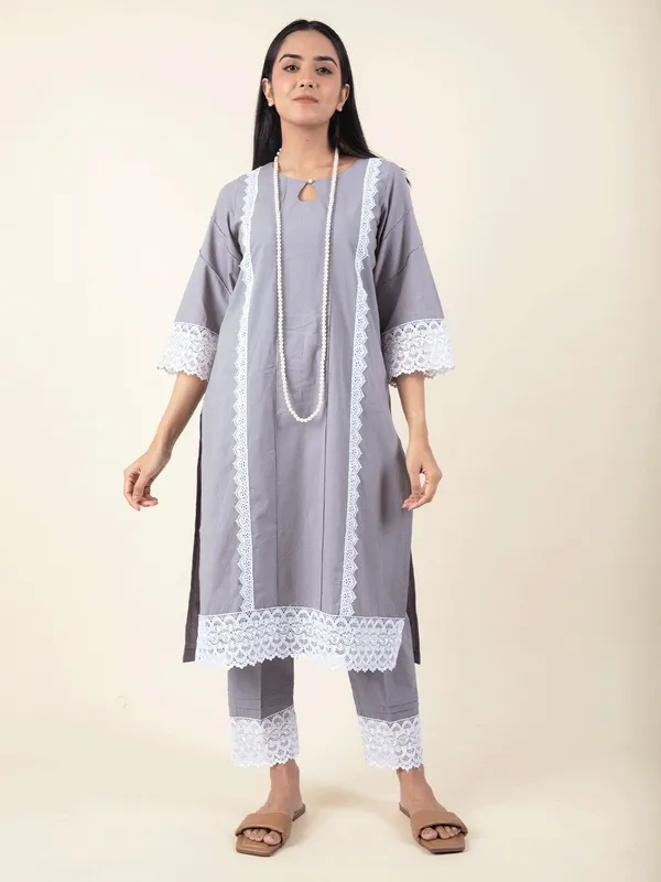 Grey_Pintuck_Cotton_Kurta_-_XXL