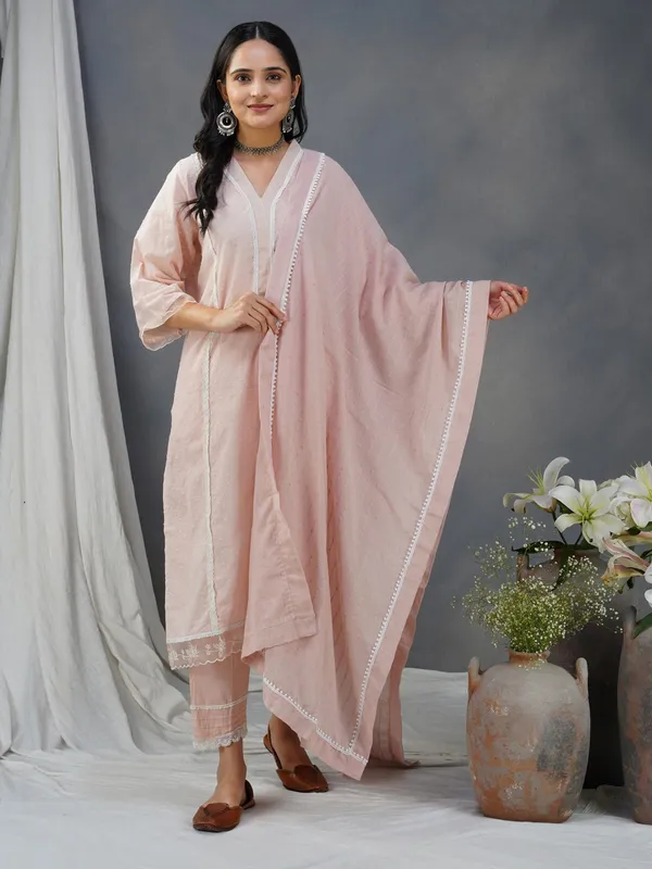 Pink_Embroidered_Cotton_Dobby_Kurta_With_Matching_Pant_And_Dupatta_-_XXL